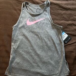 Nike Gray Tank Top with Pink Logo